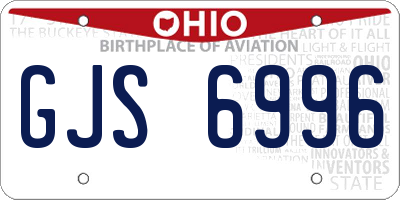 OH license plate GJS6996