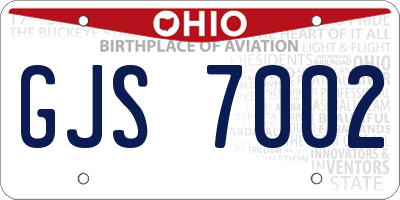 OH license plate GJS7002