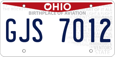 OH license plate GJS7012