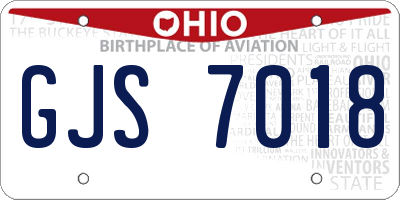 OH license plate GJS7018