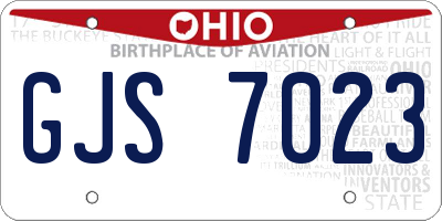 OH license plate GJS7023