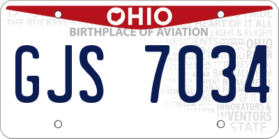 OH license plate GJS7034