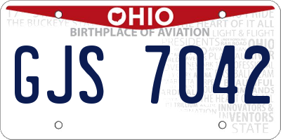 OH license plate GJS7042