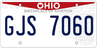 OH license plate GJS7060