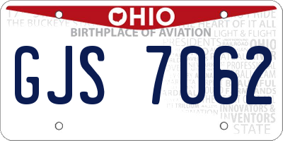 OH license plate GJS7062