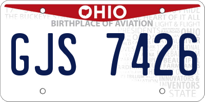OH license plate GJS7426