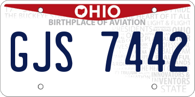 OH license plate GJS7442
