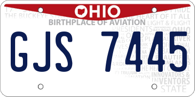 OH license plate GJS7445