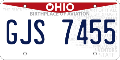 OH license plate GJS7455