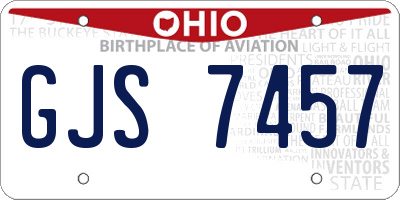 OH license plate GJS7457