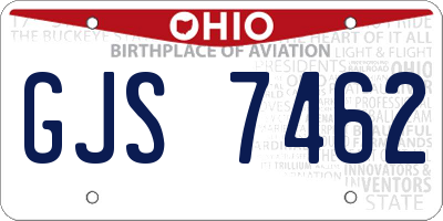 OH license plate GJS7462