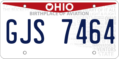 OH license plate GJS7464