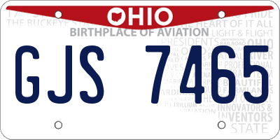 OH license plate GJS7465