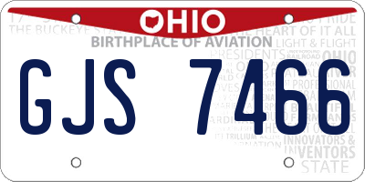 OH license plate GJS7466