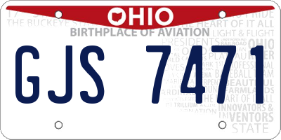 OH license plate GJS7471