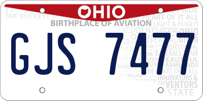 OH license plate GJS7477