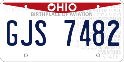 OH license plate GJS7482