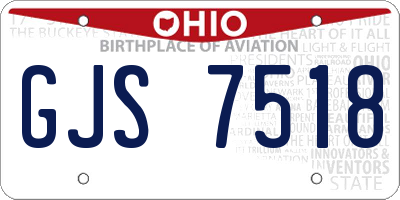 OH license plate GJS7518