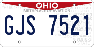 OH license plate GJS7521