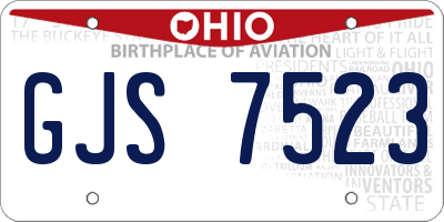 OH license plate GJS7523