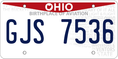 OH license plate GJS7536