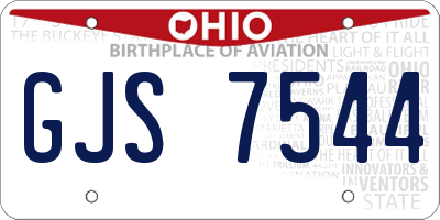 OH license plate GJS7544