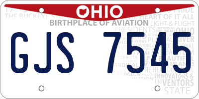 OH license plate GJS7545