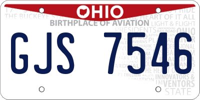 OH license plate GJS7546