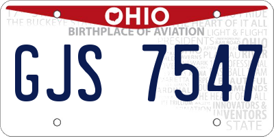 OH license plate GJS7547