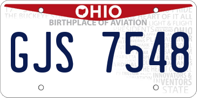 OH license plate GJS7548