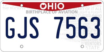 OH license plate GJS7563