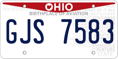 OH license plate GJS7583