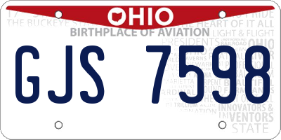 OH license plate GJS7598