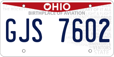OH license plate GJS7602