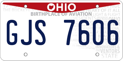 OH license plate GJS7606