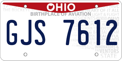 OH license plate GJS7612