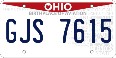 OH license plate GJS7615