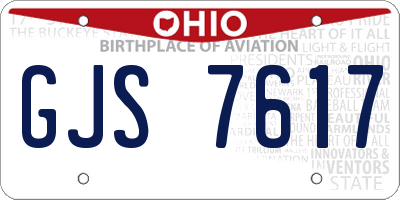 OH license plate GJS7617