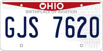 OH license plate GJS7620