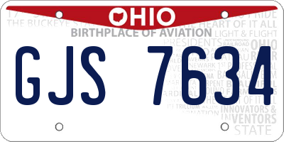OH license plate GJS7634