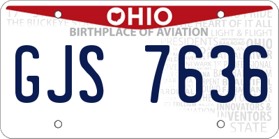 OH license plate GJS7636