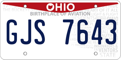 OH license plate GJS7643