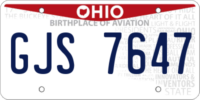 OH license plate GJS7647