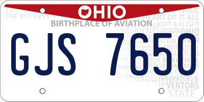 OH license plate GJS7650