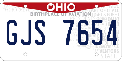 OH license plate GJS7654