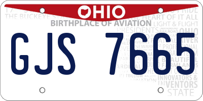 OH license plate GJS7665