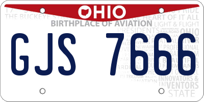 OH license plate GJS7666
