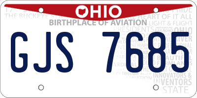 OH license plate GJS7685