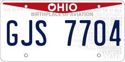 OH license plate GJS7704