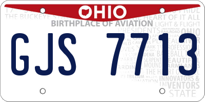OH license plate GJS7713